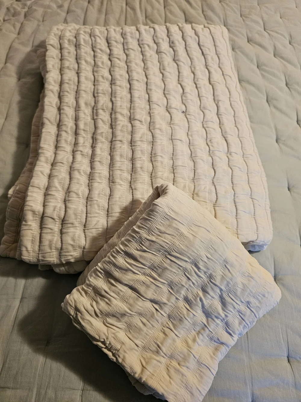 Eileen Fisher Rippled Coverlet With Matching Sham.   Twin.